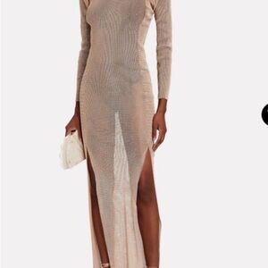 Rhinestone-embellished sheer blush maxi dress (original $1368) - Like New, OS